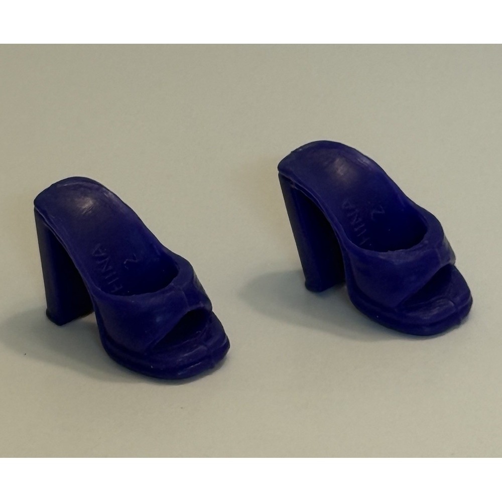 Barbie Mattel Open Toe High Chunky Heel Mule Slide Blue Shoes